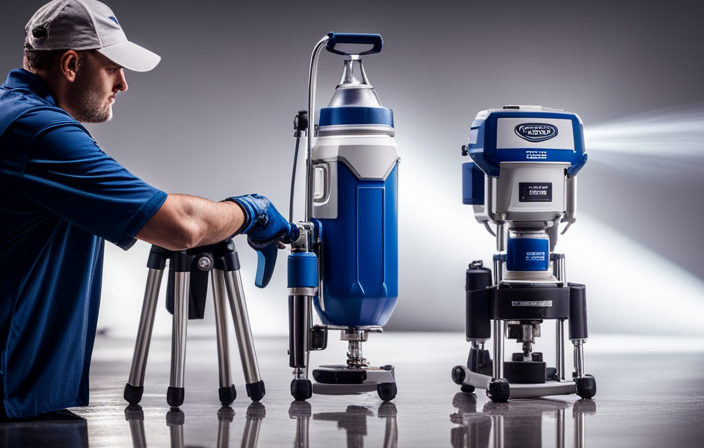 An image showcasing the Graco Magnum Pro X7 Stand Airless Paint Sprayer 261815 and the X17 side by side