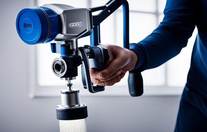 An image showcasing the Graco XR7 Airless Paint Sprayer in action, capturing its precision and efficiency as it effortlessly coats surfaces with a smooth, flawless finish