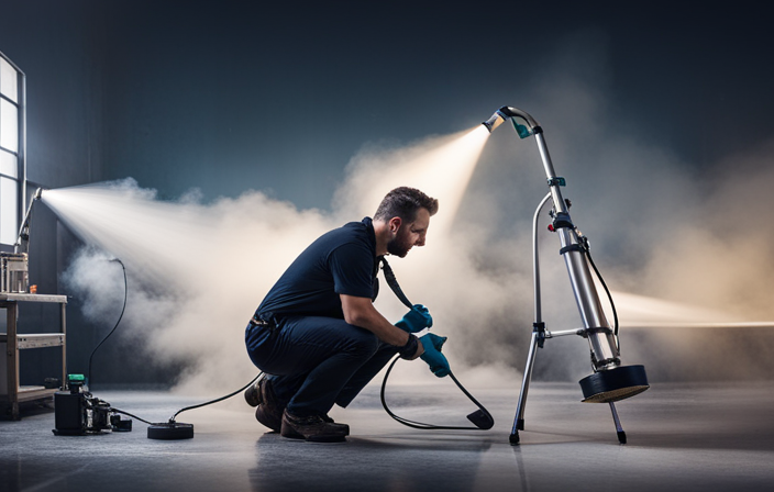 An image showcasing a step-by-step guide on cleaning an airless paint sprayer