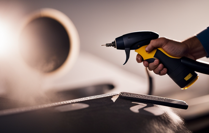 An image that visually depicts the step-by-step process of cleaning an airless paint sprayer, showcasing the disassembling, flushing, wiping, and reassembling of the various components, with clear visuals of cleaning solutions and tools involved