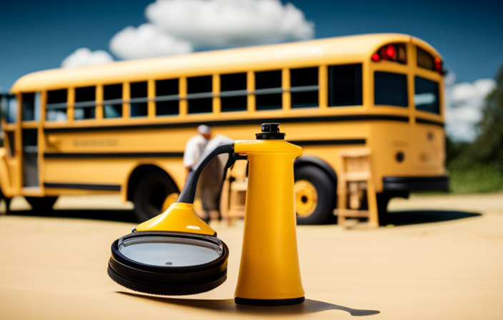 An image of a vibrant yellow school bus parked outdoors on a sunny day