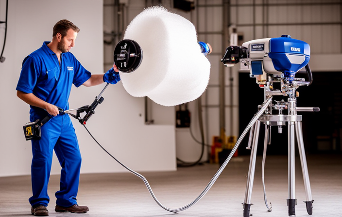 An image showcasing a step-by-step process of setting up and cleaning a Graco 390 Airless Paint Sprayer