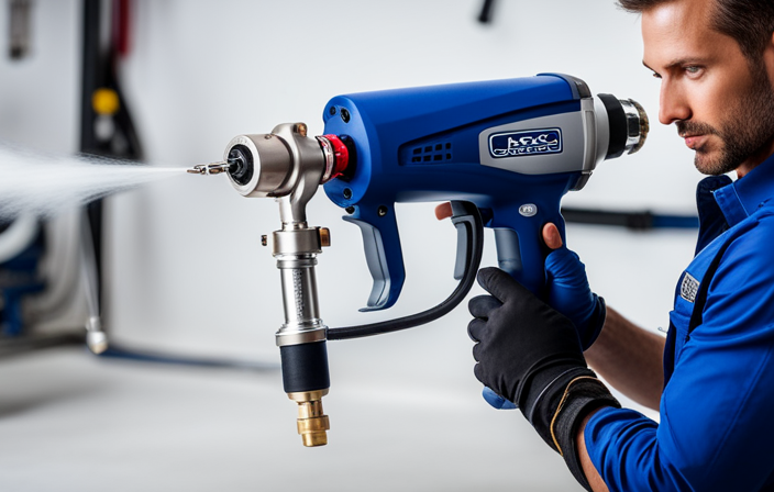 An image showcasing a step-by-step guide on setting up and using a Graco 395 Airless Paint Sprayer