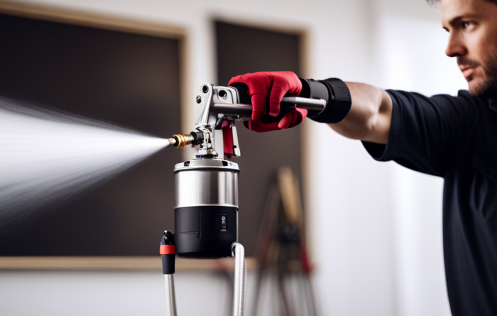 An image showcasing a professional painter effortlessly operating the Krause And Becker 5/8 Horsepower Airless Paint Sprayer