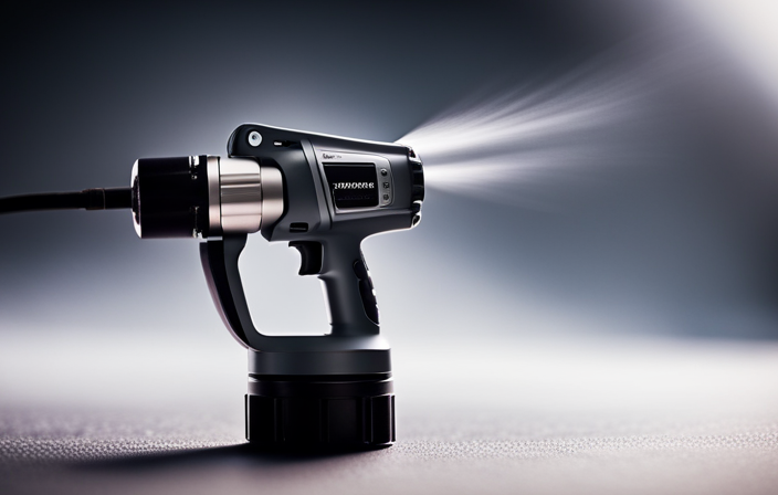 An image showcasing a closeup of the Magnum X5 Airless Paint Sprayer's nozzle, with various interchangeable tips in different sizes, highlighting the precise spray patterns they produce