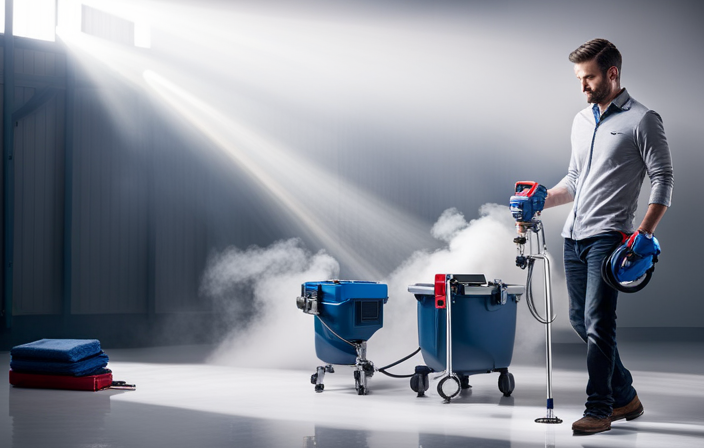 An image showcasing the contents of the Graco Airless Paint Sprayer Kit: including the durable sprayer unit, adjustable spray nozzle, paint container with a built-in handle, cleaning tools, and a user-friendly instruction manual