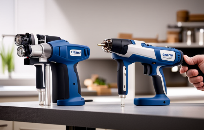 An image showcasing the two Graco paint sprayers side by side, highlighting their distinct features