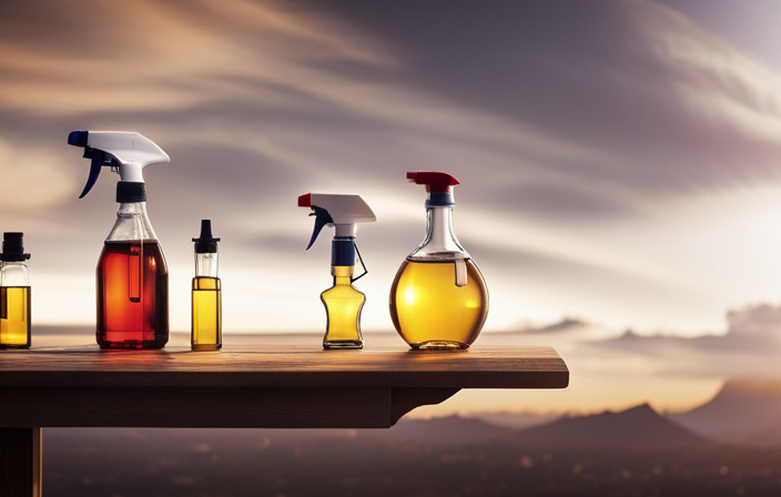 An image showcasing different types of oil for airless paint sprayers, depicting labeled bottles of mineral oil, synthetic oil, and vegetable oil, alongside the sprayer itself, highlighting their distinct viscosities and compositions