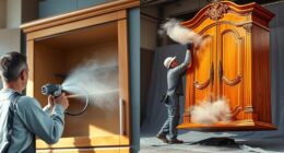 spraying cabinets on site