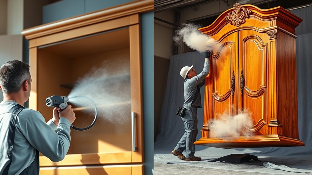 spraying cabinets on site