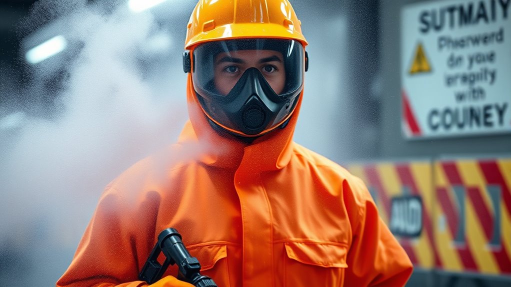 wear protective gear and ventilate