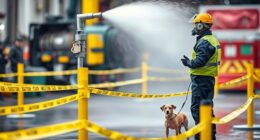 keep bystanders and pets away