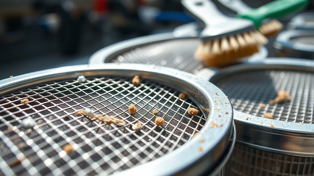 regularly clean filters strainers