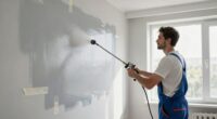spraying stairwell walls