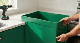 The Most Stunning Green Cabinets Gave A Dated Kitchen A Mid-Century Makeover