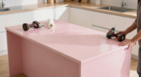 A “Lifeless” Kitchen Got A European-Style Redo With A Pink Island