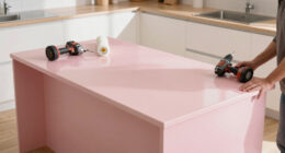 A “Lifeless” Kitchen Got A European-Style Redo With A Pink Island